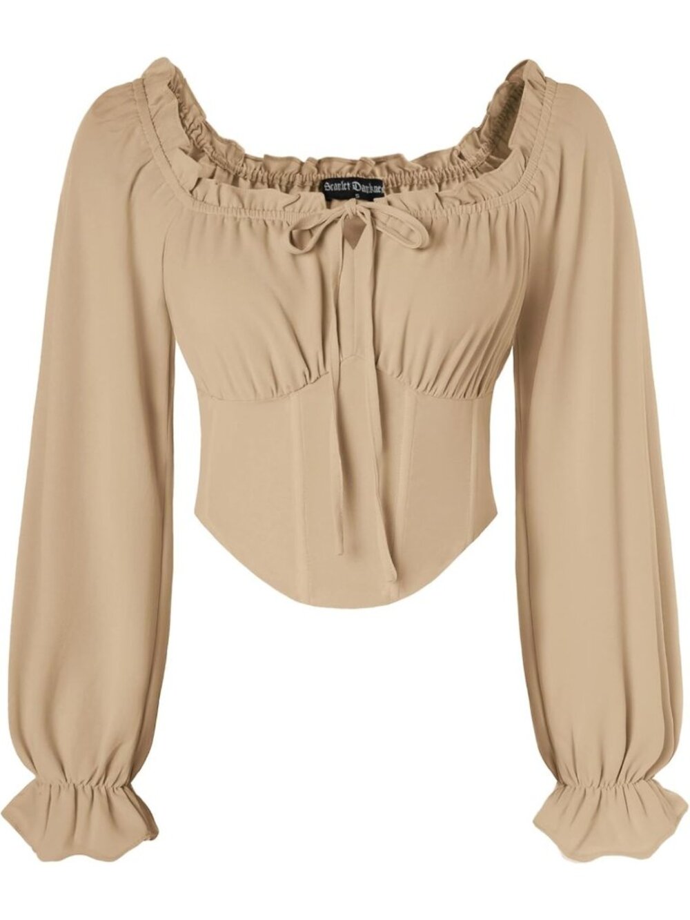 Elegant Long Sleeve Corset Top for Women - Renaissance Style Blouse